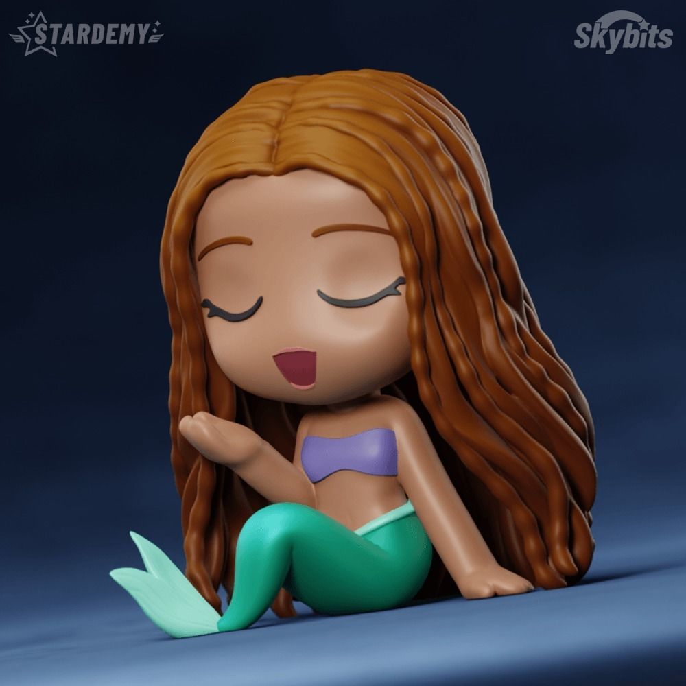 ARIEL CHIBI LITTLE MERMAID LIVE  MOVIE 2 MODELS NO SUPPORTS 3D print model_6