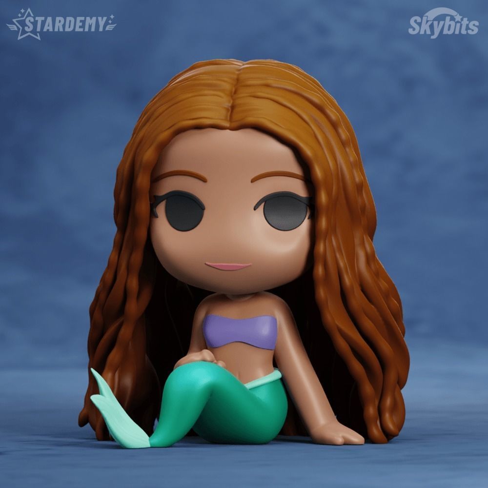 ARIEL CHIBI LITTLE MERMAID LIVE  MOVIE 2 MODELS NO SUPPORTS 3D print model_2