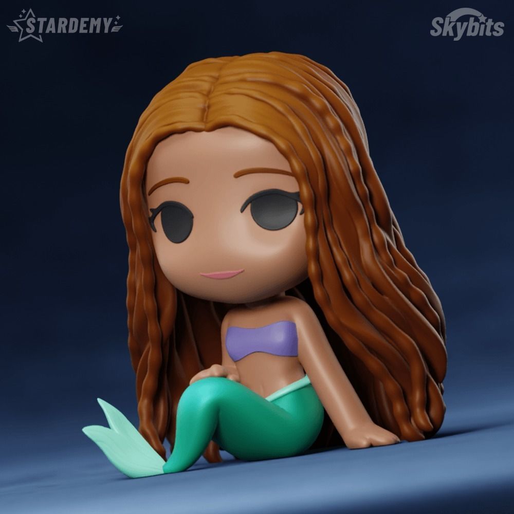ARIEL CHIBI LITTLE MERMAID LIVE  MOVIE 2 MODELS NO SUPPORTS 3D print model_5