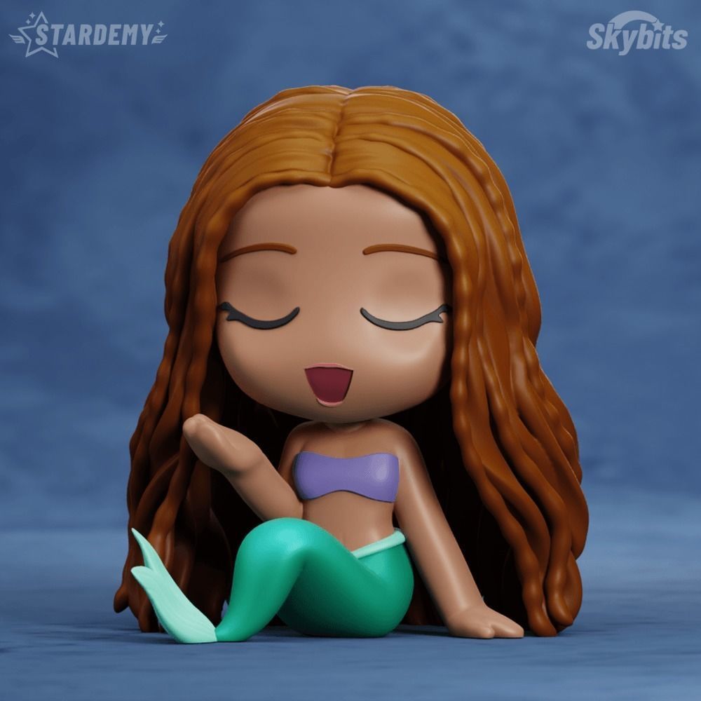 ARIEL CHIBI LITTLE MERMAID LIVE  MOVIE 2 MODELS NO SUPPORTS 3D print model_4