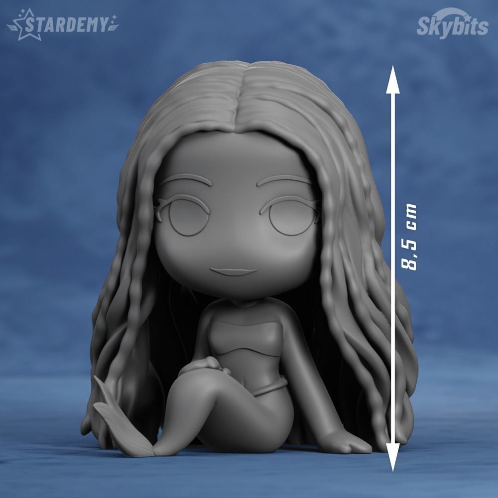 ARIEL CHIBI LITTLE MERMAID LIVE  MOVIE 2 MODELS NO SUPPORTS 3D print model_3