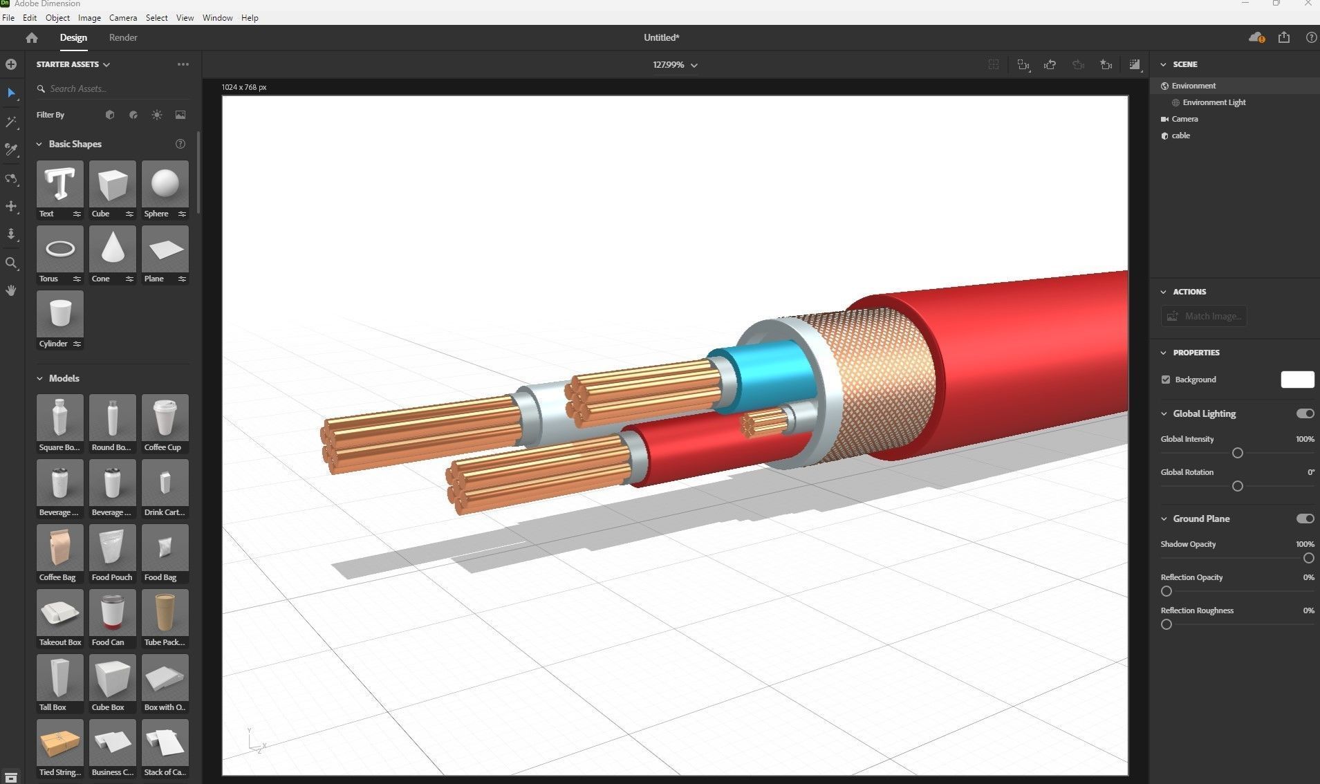 Cable Low-poly 3D model_8