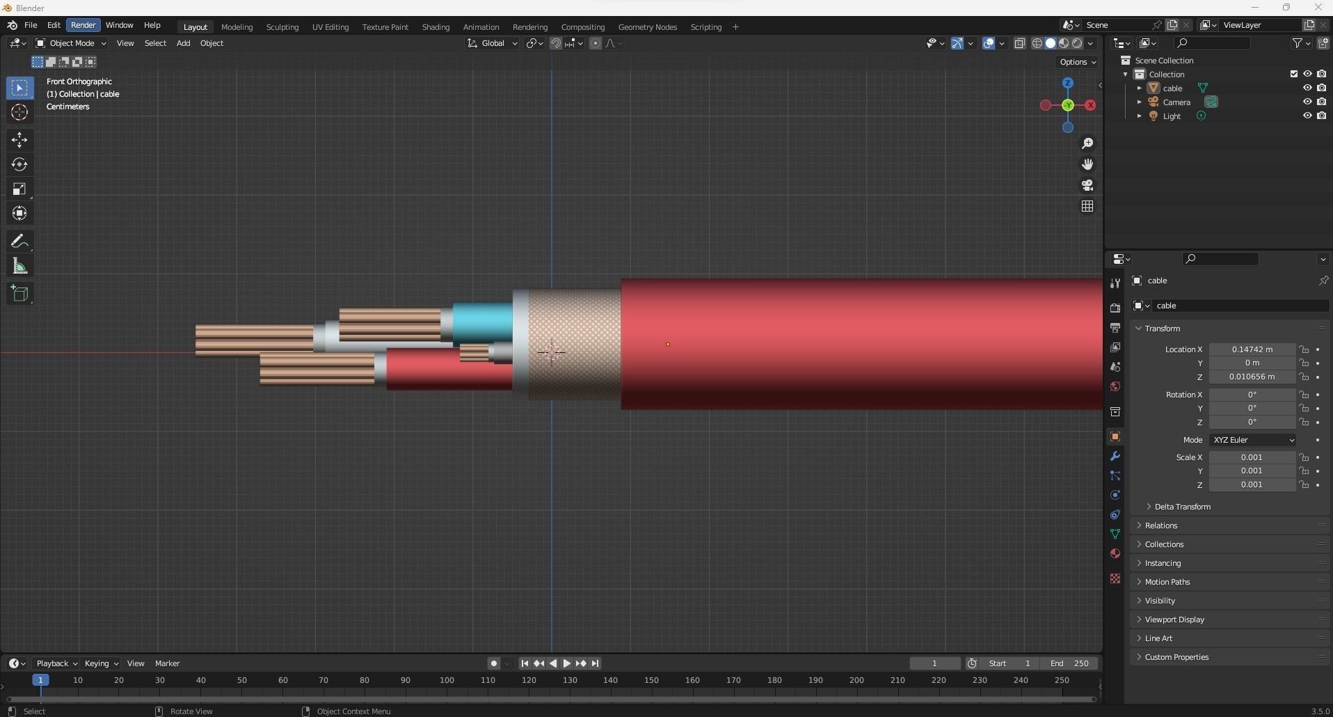 Cable Low-poly 3D model_9