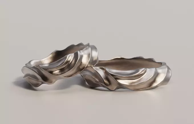 Engagement rings Waves 3D model_0