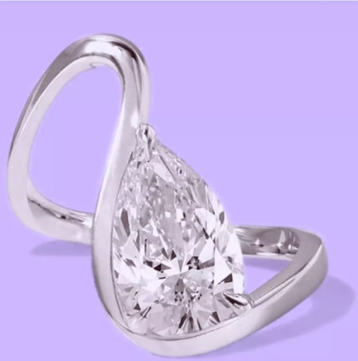 Wave shaped ring with Pear shape stone 3D model_0