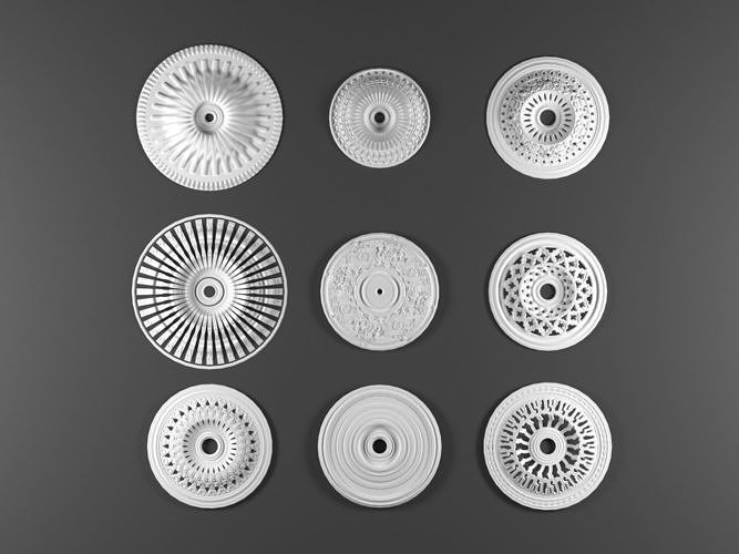 9 ornamental  decoration for ceiling 3d model kitbash vol 30 3D model