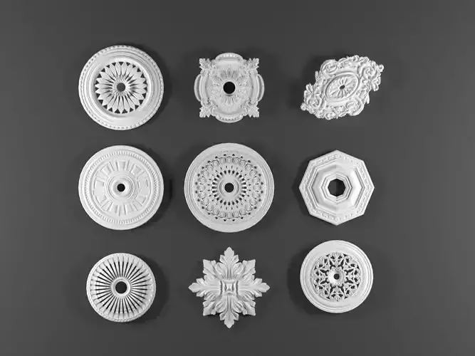 9 ornamental decoration for ceiling 3d model kitbash vol 31