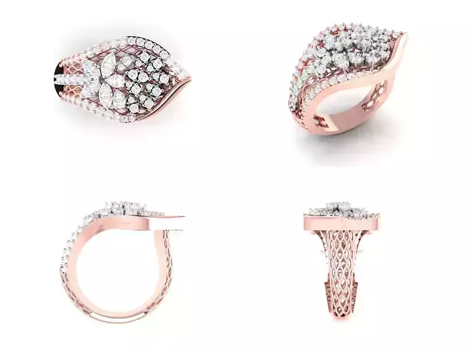 Rose Gold Women Diamond Ring 3D print model