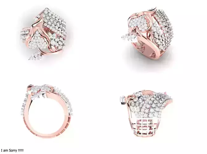 Rose Gold Women Diamond Ring 3D print model 3D print model