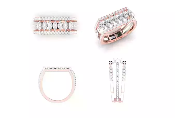Rose Gold Women Diamond Ring 3D print model