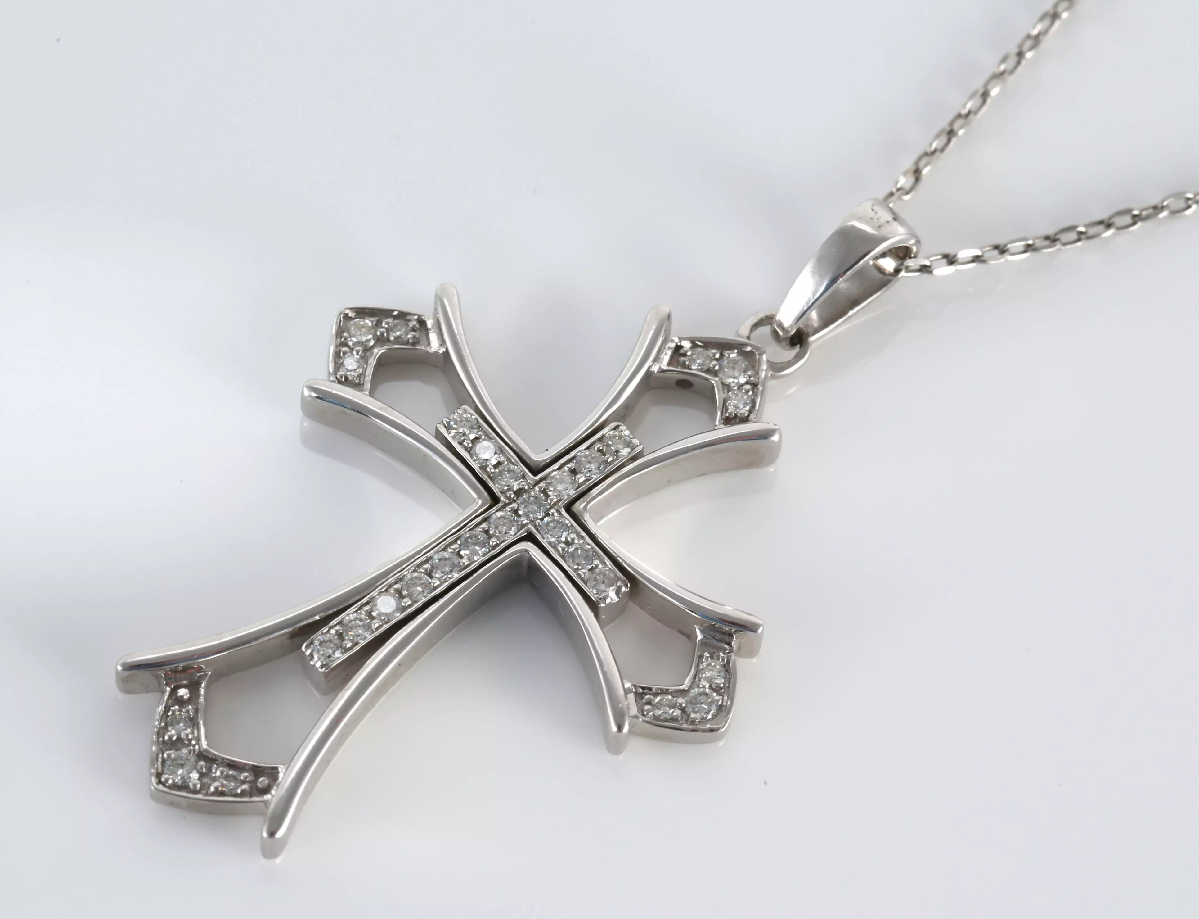 Fashion Cross pendant with diamonds and natural stones   3D print model_0