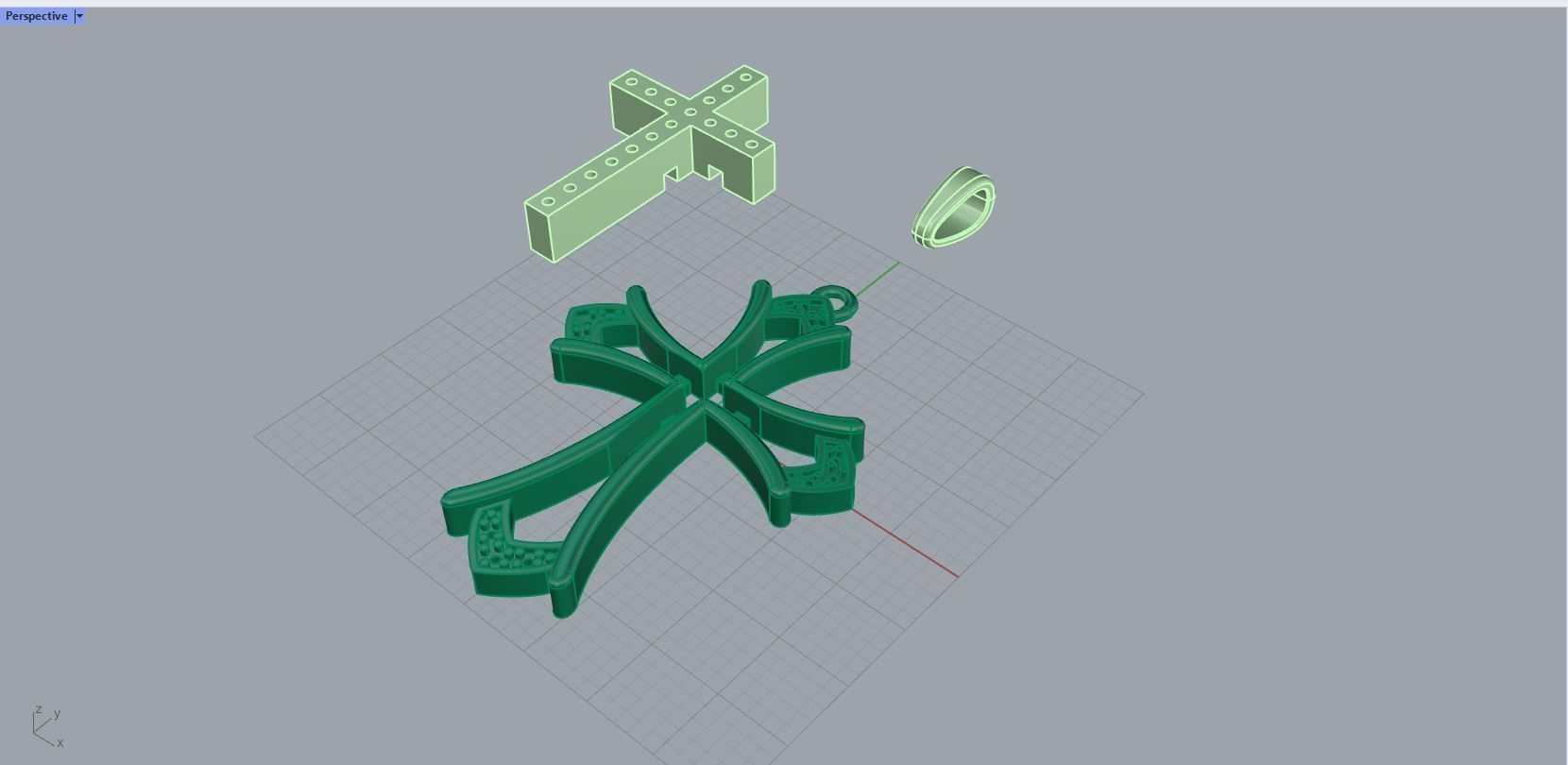 Fashion Cross pendant with diamonds and natural stones   3D print model_8