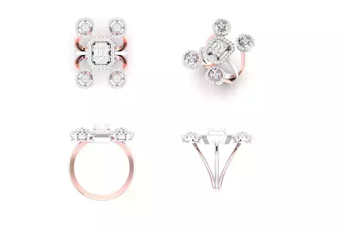 Rose Gold Women Diamond Ring 3D print model