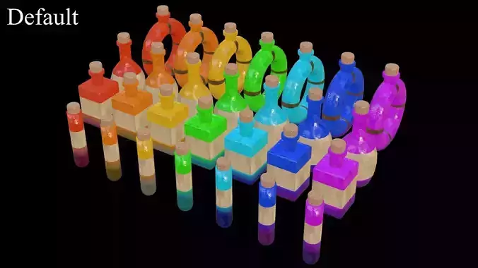 Stylized RPG Magic Potions Low-poly 3D model