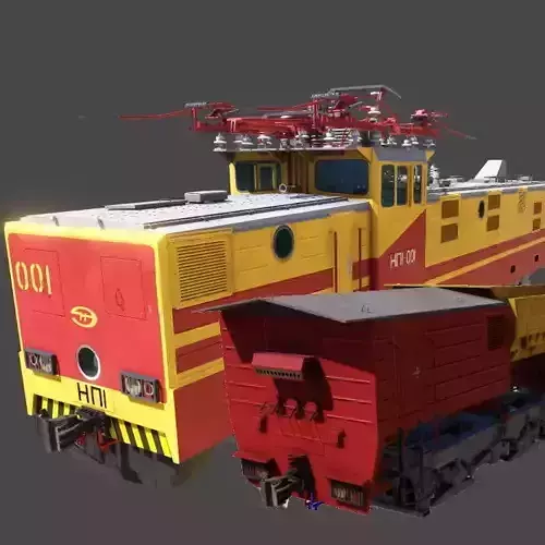 Industrial Locomotive NP1 with Motor Dupmcar Low-poly 3D model