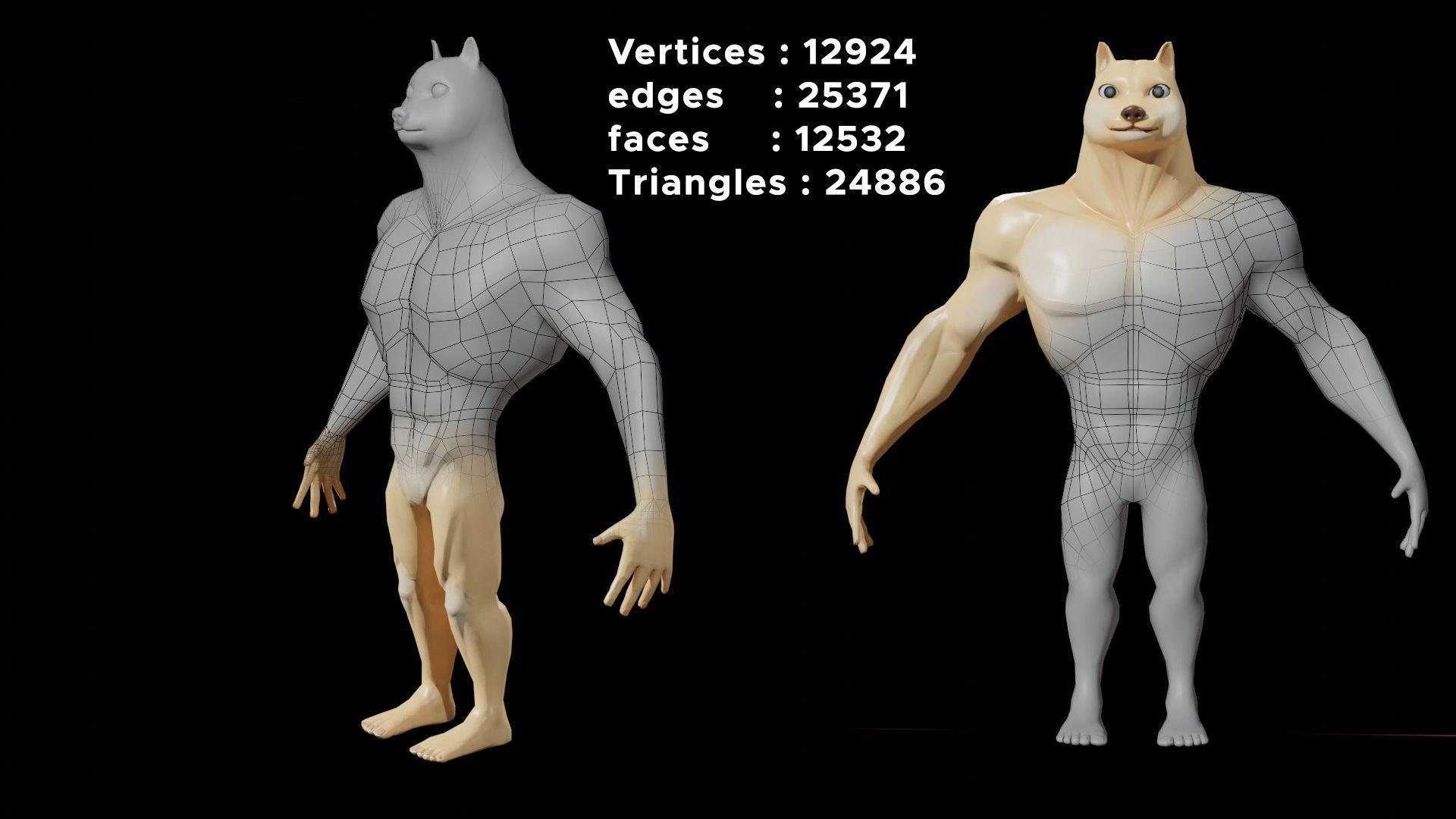 Doge Meme Low-poly 3D model Rigged Low-poly 3D model_1
