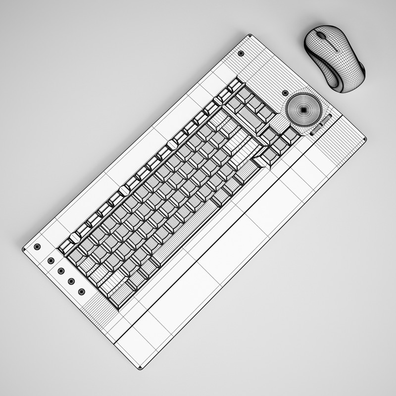 CGAxis Keyboard with Mouse 3D model_1
