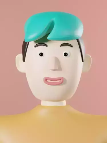 Cartoon Character Young Man Rigged