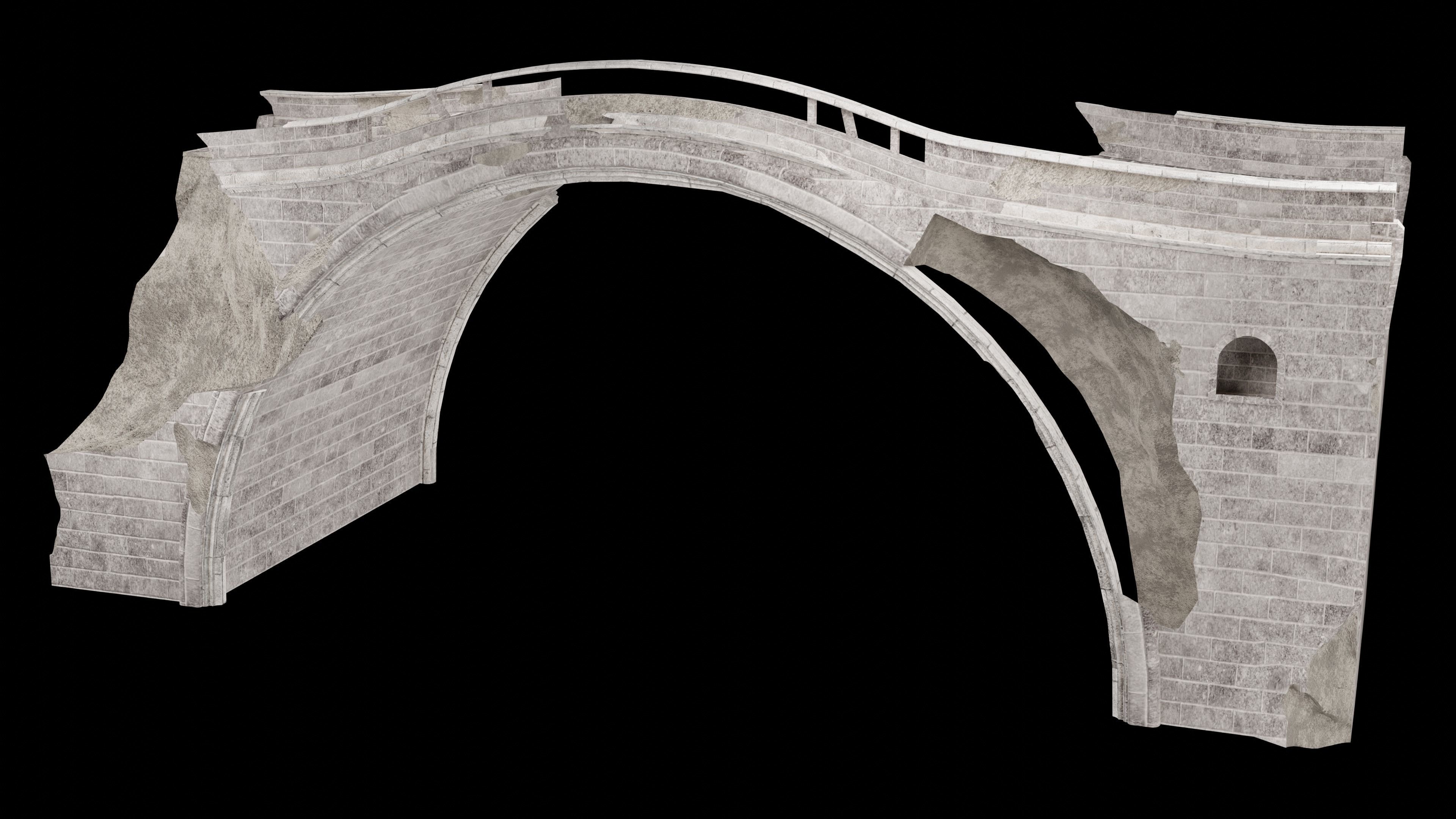 DESTROYED BRIDGE ROMAN GREEK ANCIENT ROAD OLD STONE COLLECTION Low-poly 3D model_19