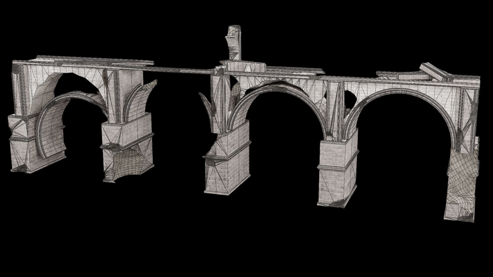 DESTROYED BRIDGE ROMAN GREEK ANCIENT ROAD OLD STONE COLLECTION Low-poly 3D model_31