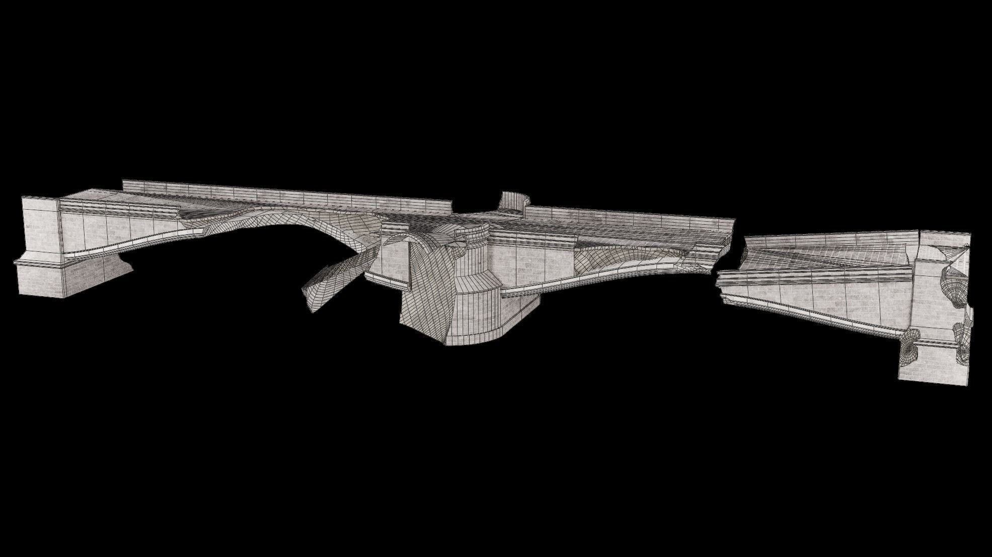 DESTROYED BRIDGE ROMAN GREEK ANCIENT ROAD OLD STONE COLLECTION Low-poly 3D model_34