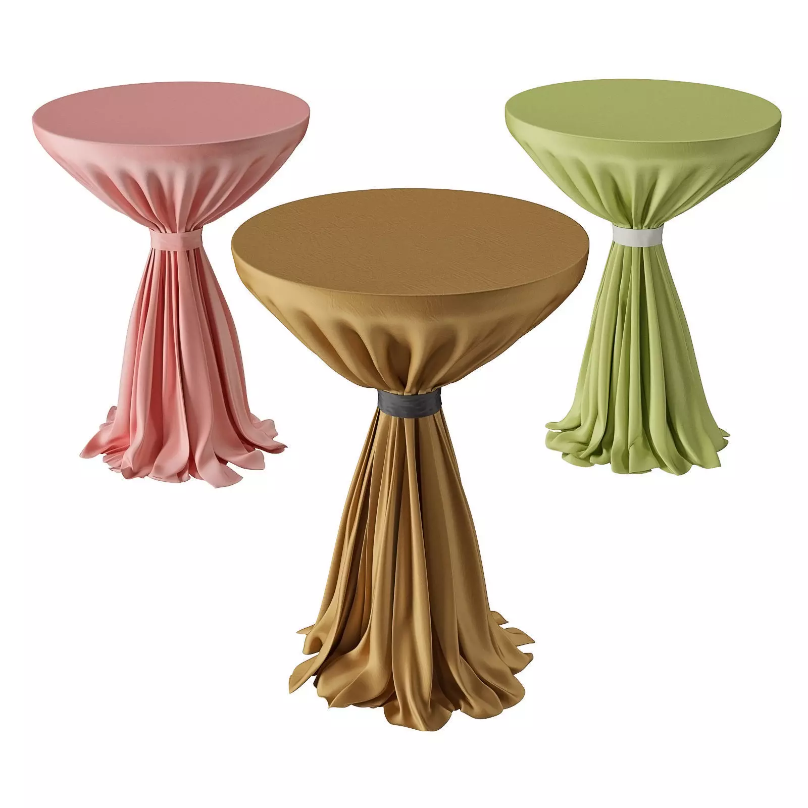 Cocktail table with tablecloth Low-poly 3D model_0