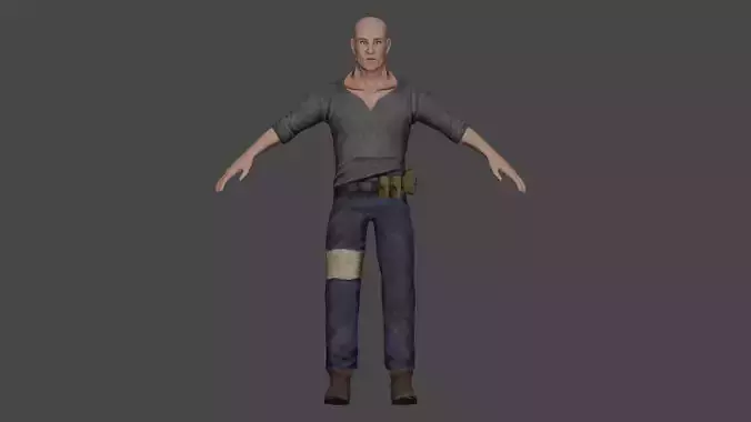 Male Survivor Low-poly 3D model for game
