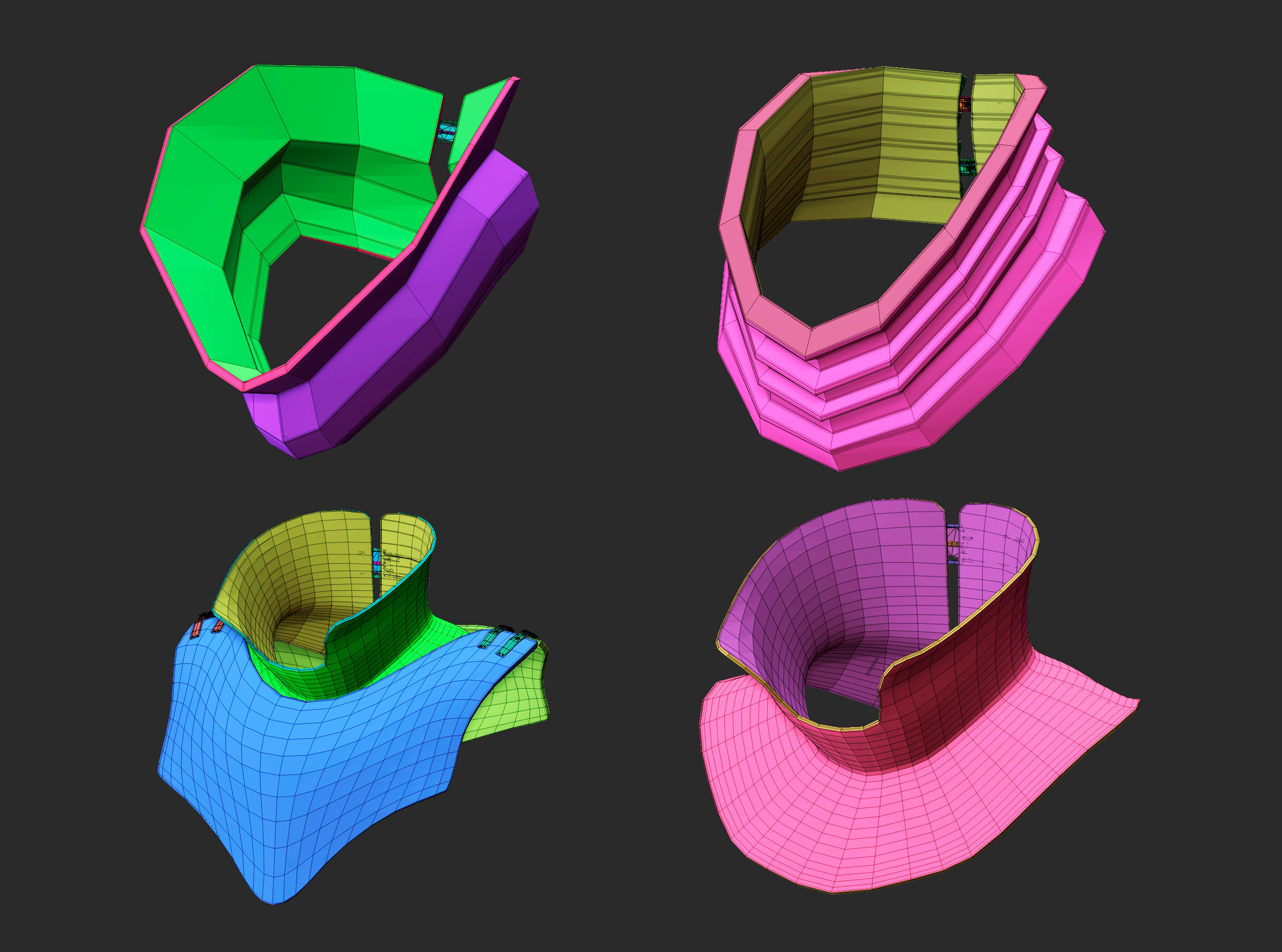 25 Low poly medieval neck gorget armor IMM set 3D model_15