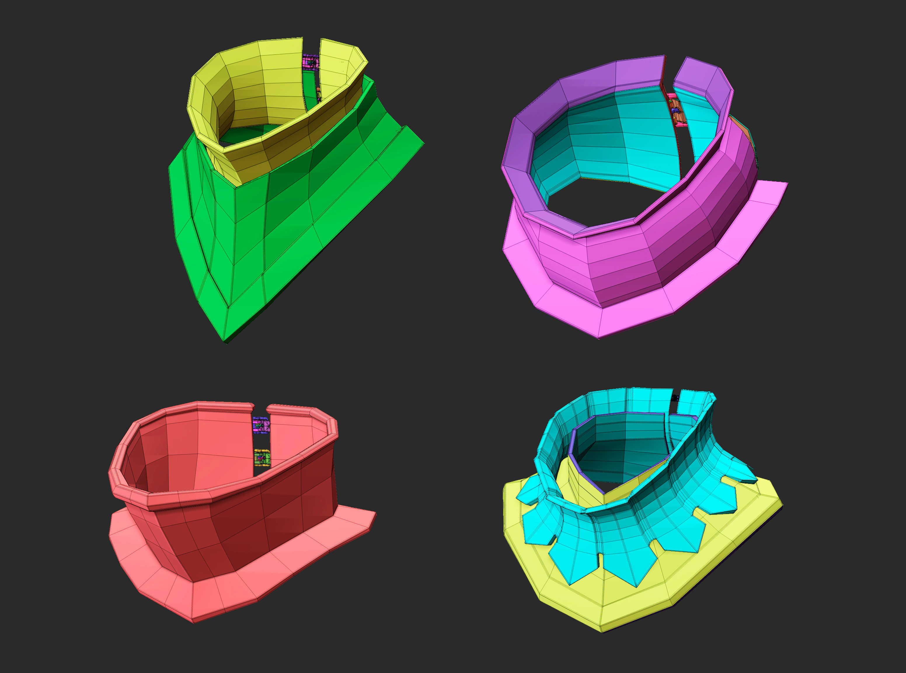 25 Low poly medieval neck gorget armor IMM set 3D model_14