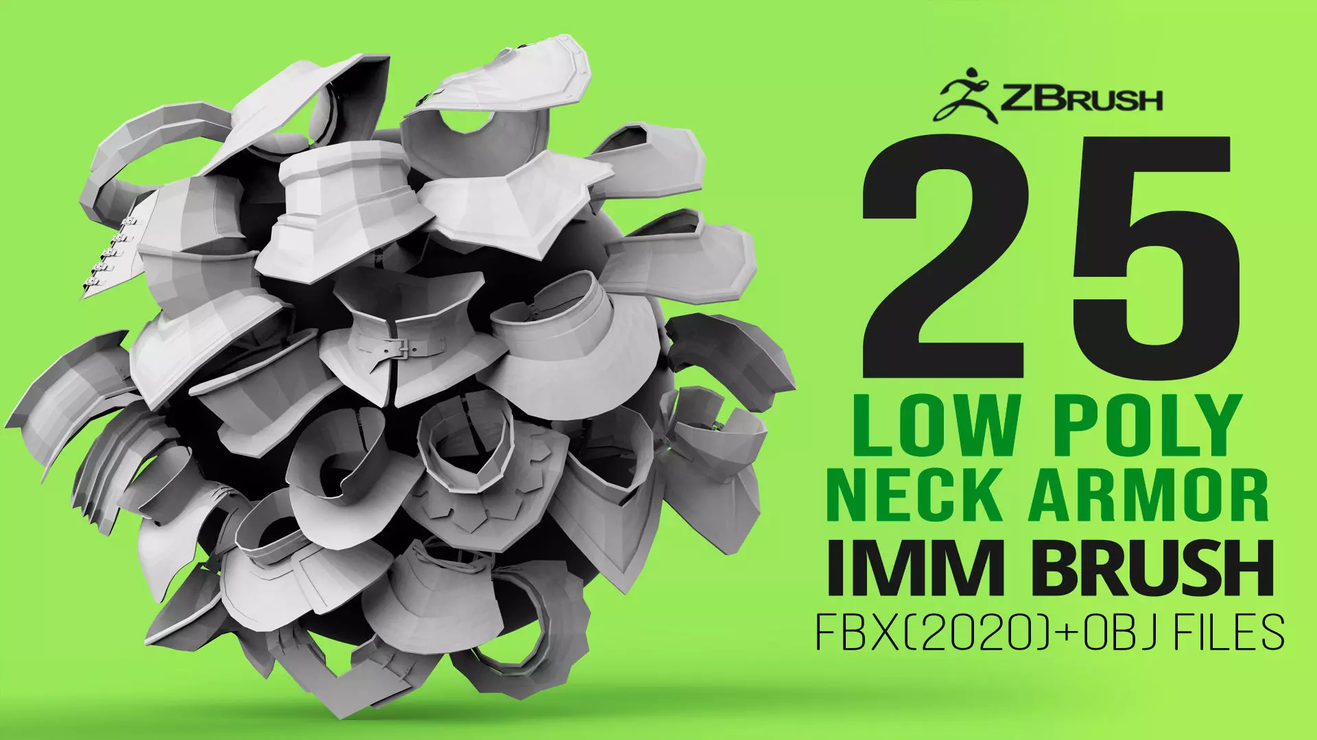 25 Low poly medieval neck gorget armor IMM set 3D model_0