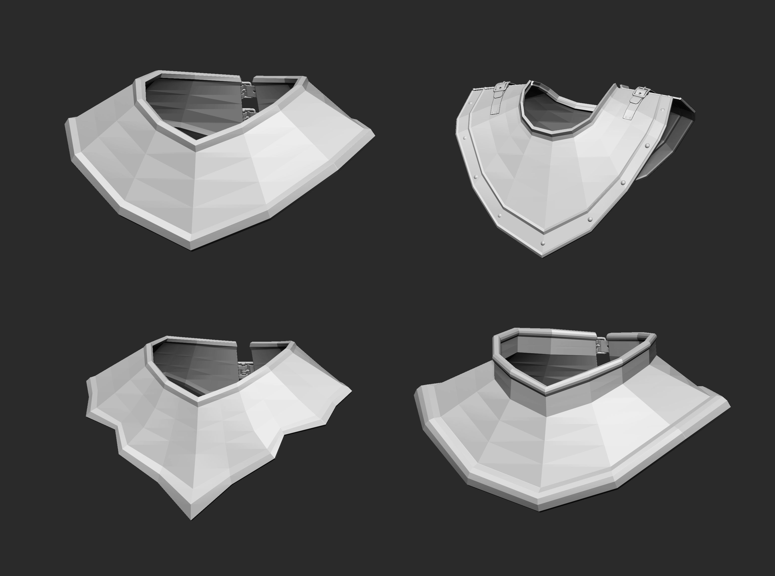 25 Low poly medieval neck gorget armor IMM set 3D model_5
