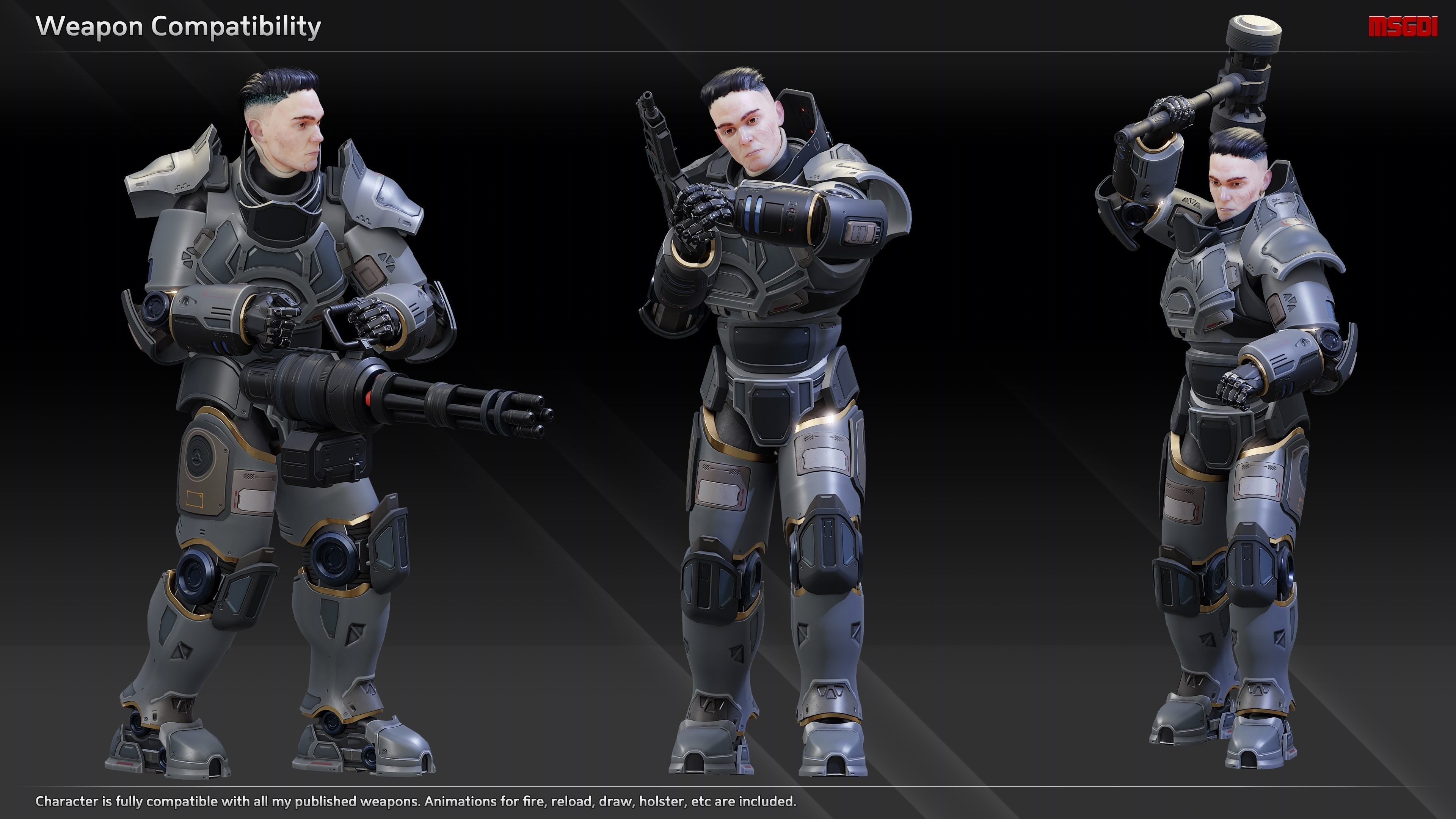 Scifi Heavy Soldier Max Low-poly 3D model_4