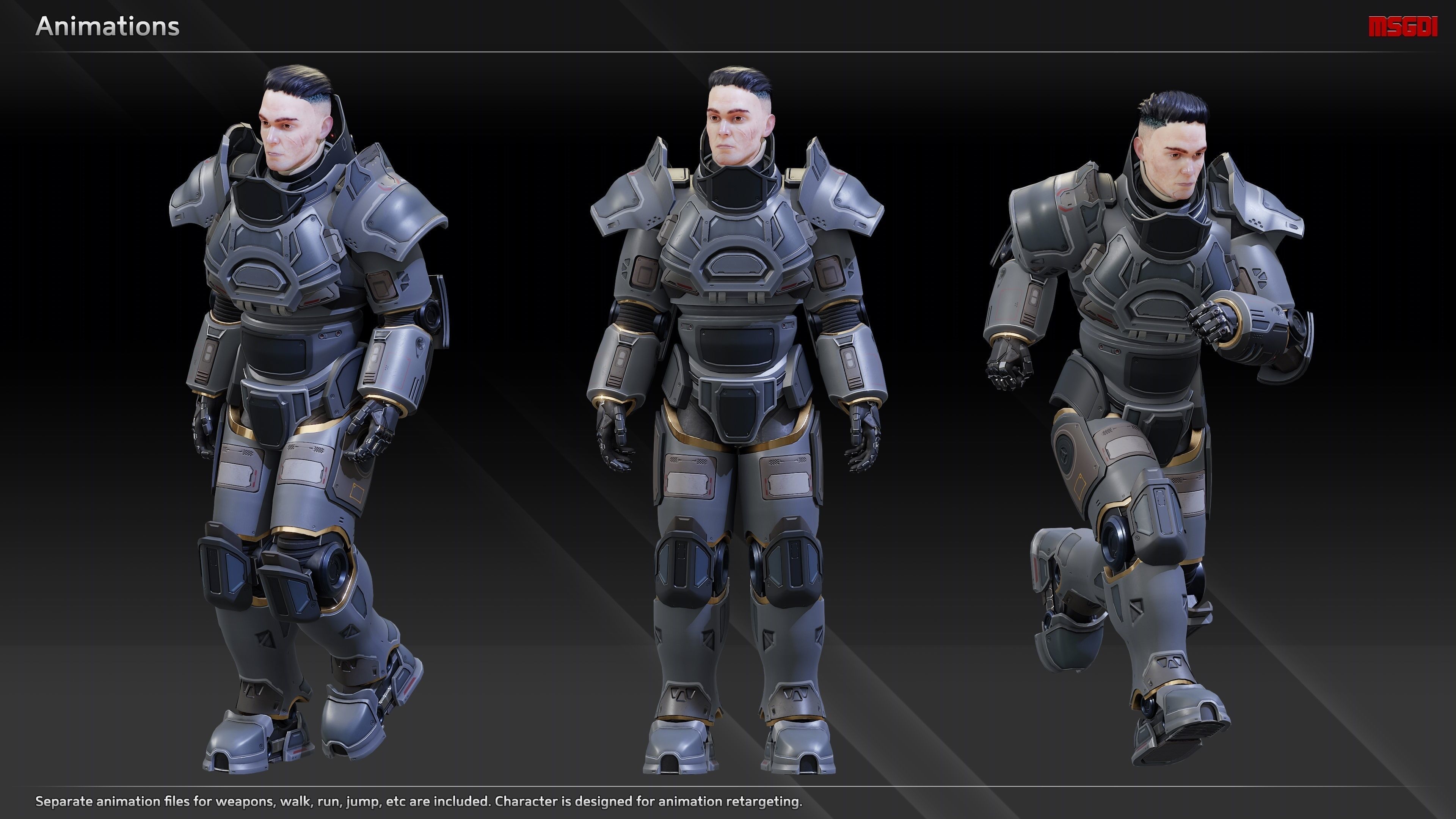 Scifi Heavy Soldier Max Low-poly 3D model_3