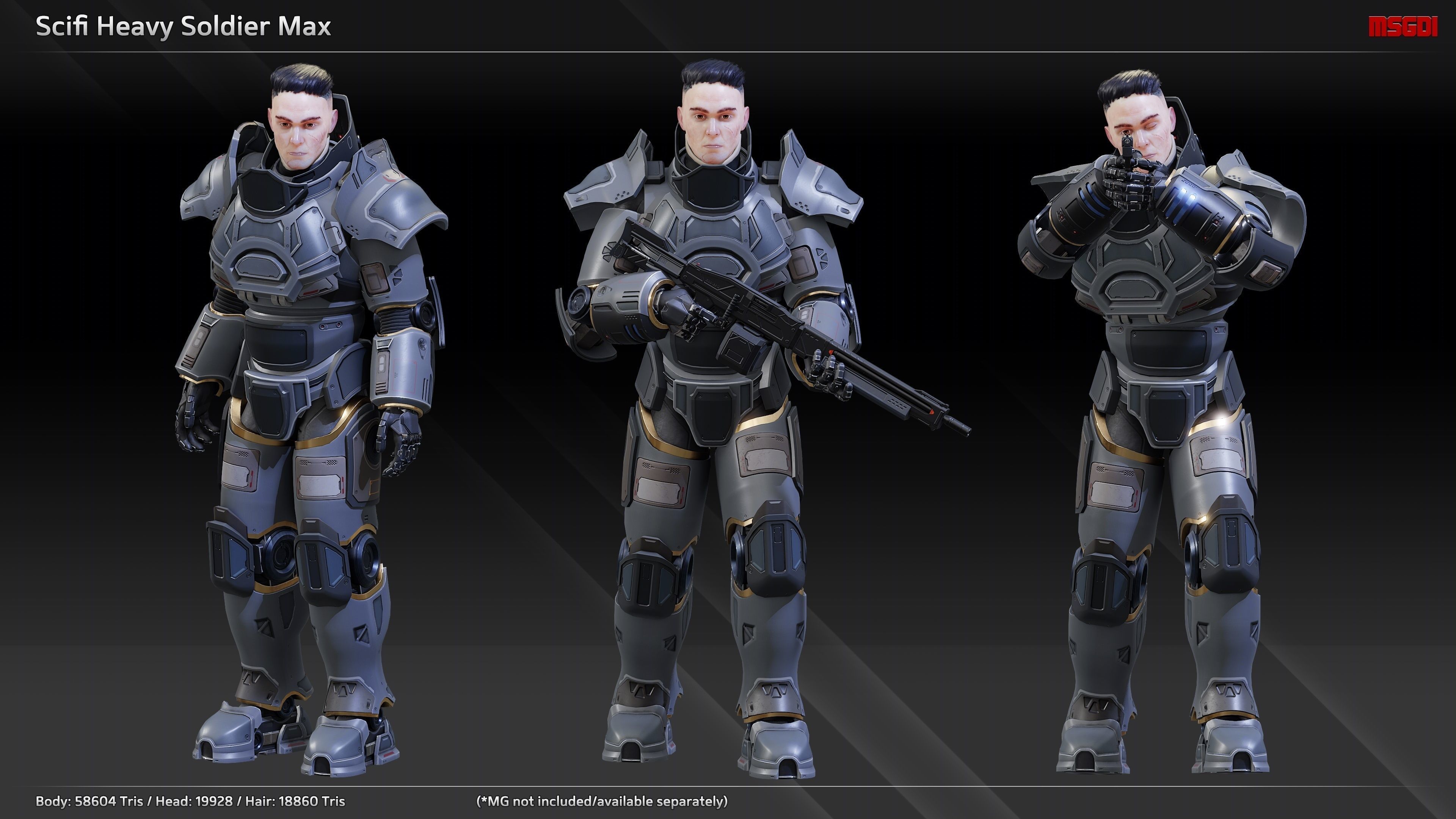 Scifi Heavy Soldier Max Low-poly 3D model_2