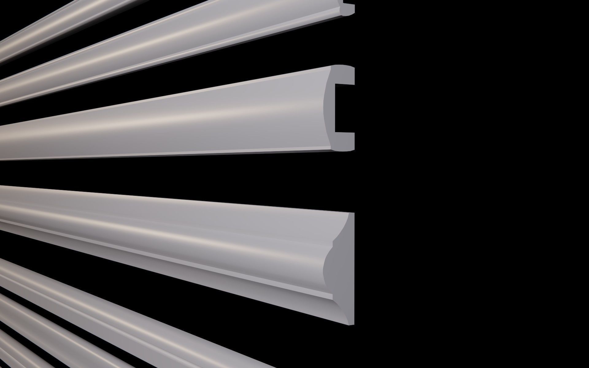 Moldings Collection 3 - 20 classical moldings profiles Low-poly 3D model_6