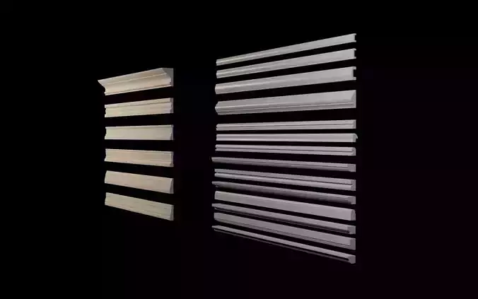 Moldings Collection 3 - 20 classical moldings profiles Low-poly 3D model