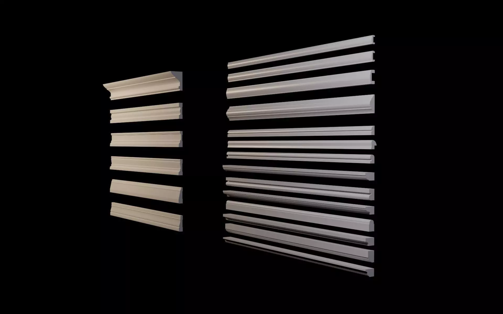 Moldings Collection 3 - 20 classical moldings profiles Low-poly 3D model_0
