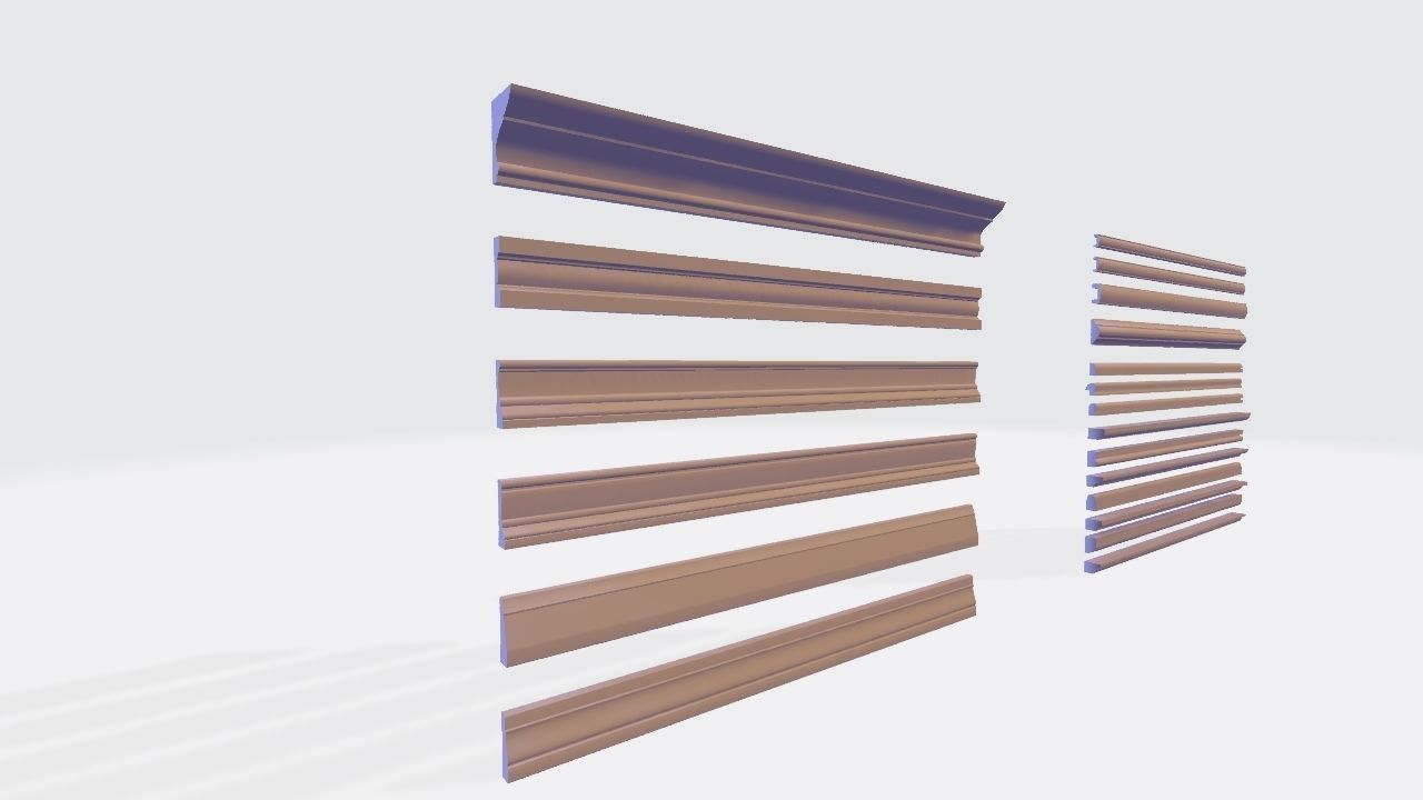Moldings Collection 3 - 20 classical moldings profiles Low-poly 3D model_13