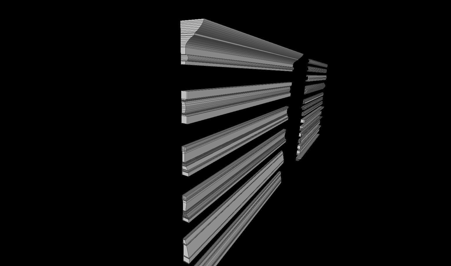 Moldings Collection 3 - 20 classical moldings profiles Low-poly 3D model_16