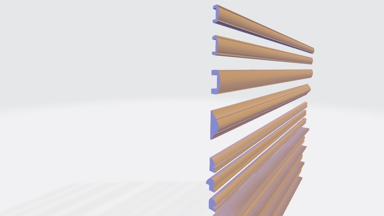 Moldings Collection 3 - 20 classical moldings profiles Low-poly 3D model_15