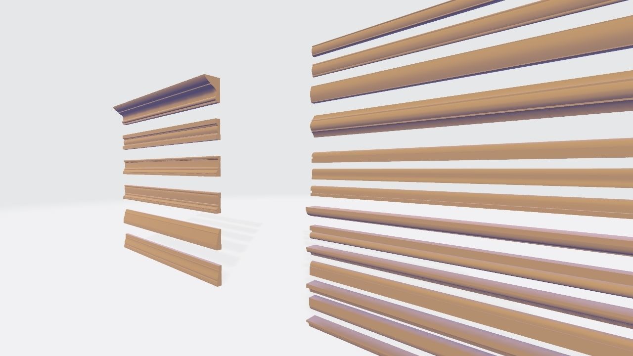 Moldings Collection 3 - 20 classical moldings profiles Low-poly 3D model_14