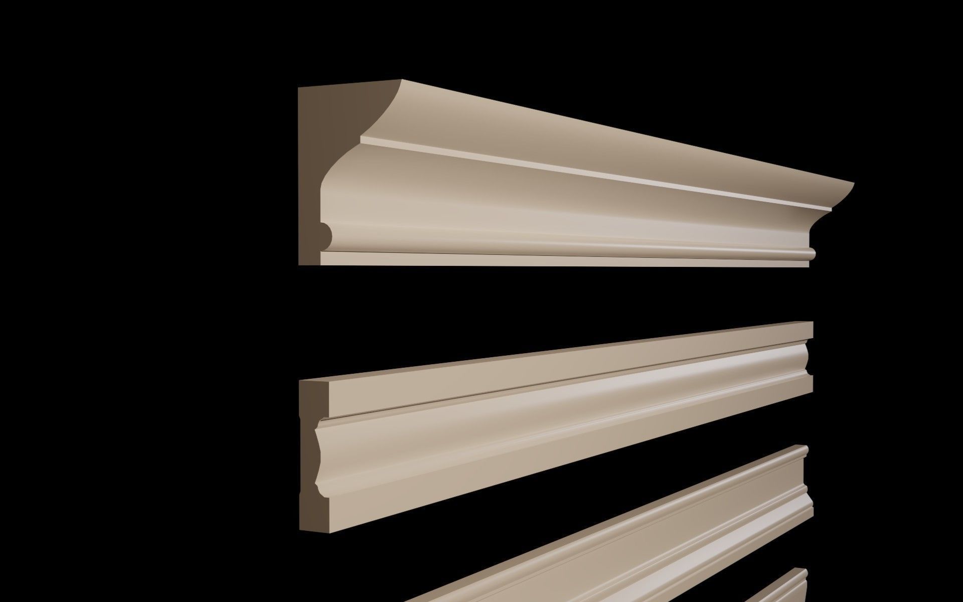 Moldings Collection 3 - 20 classical moldings profiles Low-poly 3D model_2