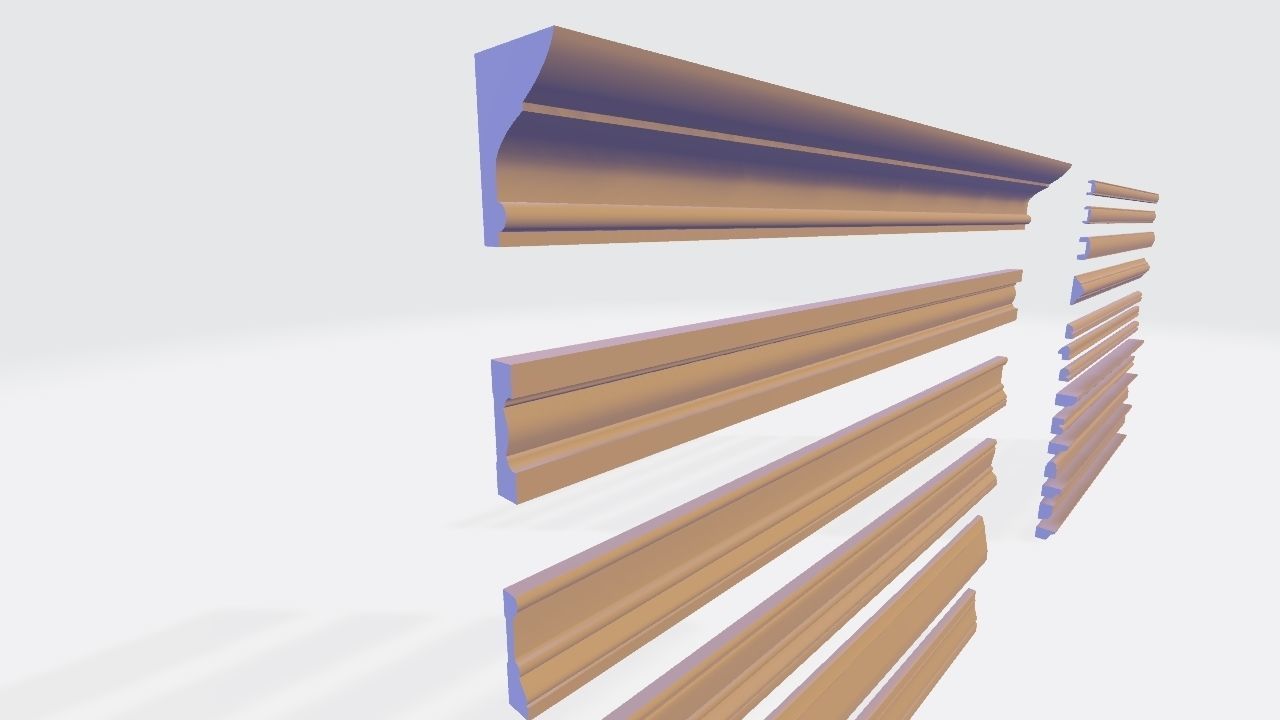 Moldings Collection 3 - 20 classical moldings profiles Low-poly 3D model_12