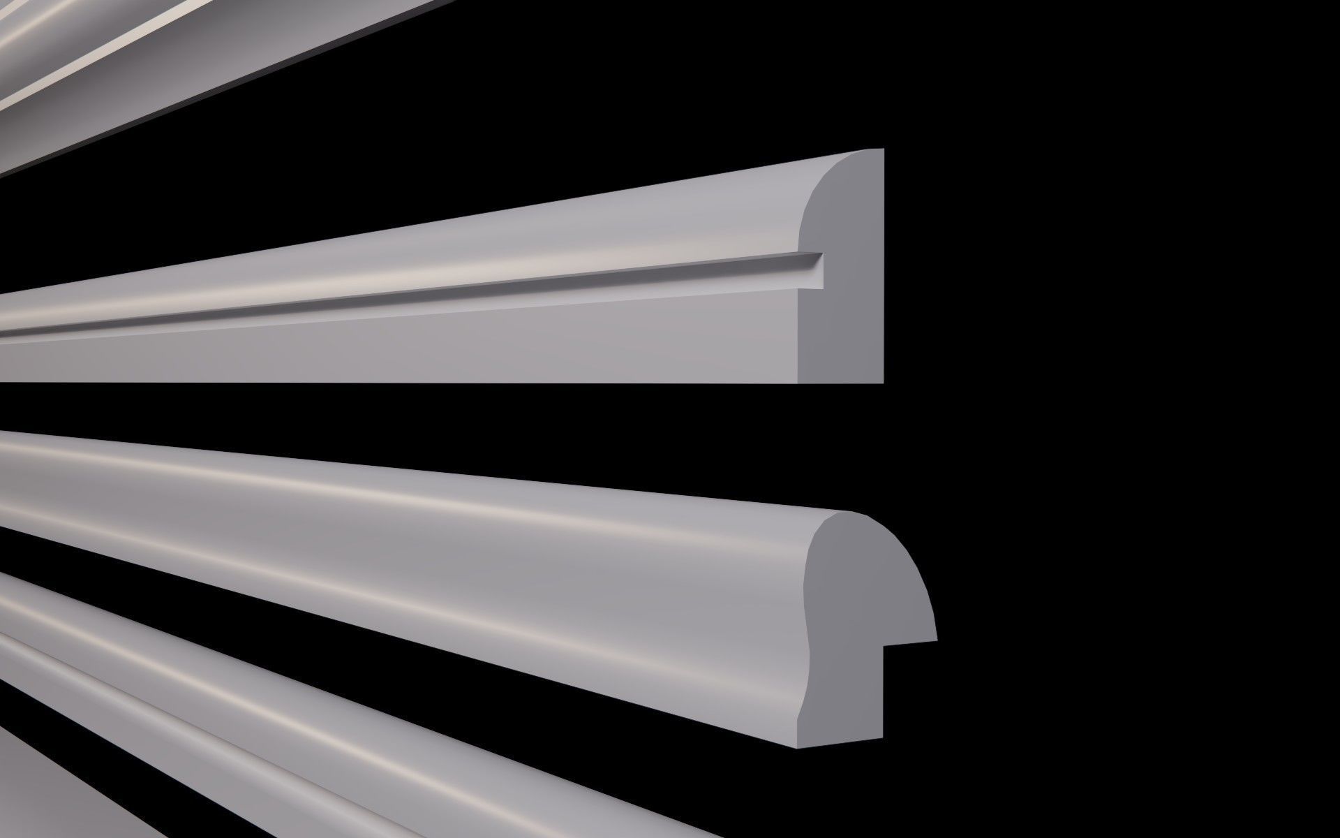 Moldings Collection 3 - 20 classical moldings profiles Low-poly 3D model_7