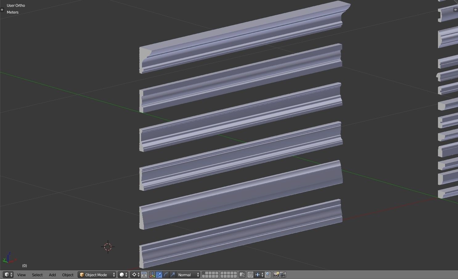 Moldings Collection 3 - 20 classical moldings profiles Low-poly 3D model_18