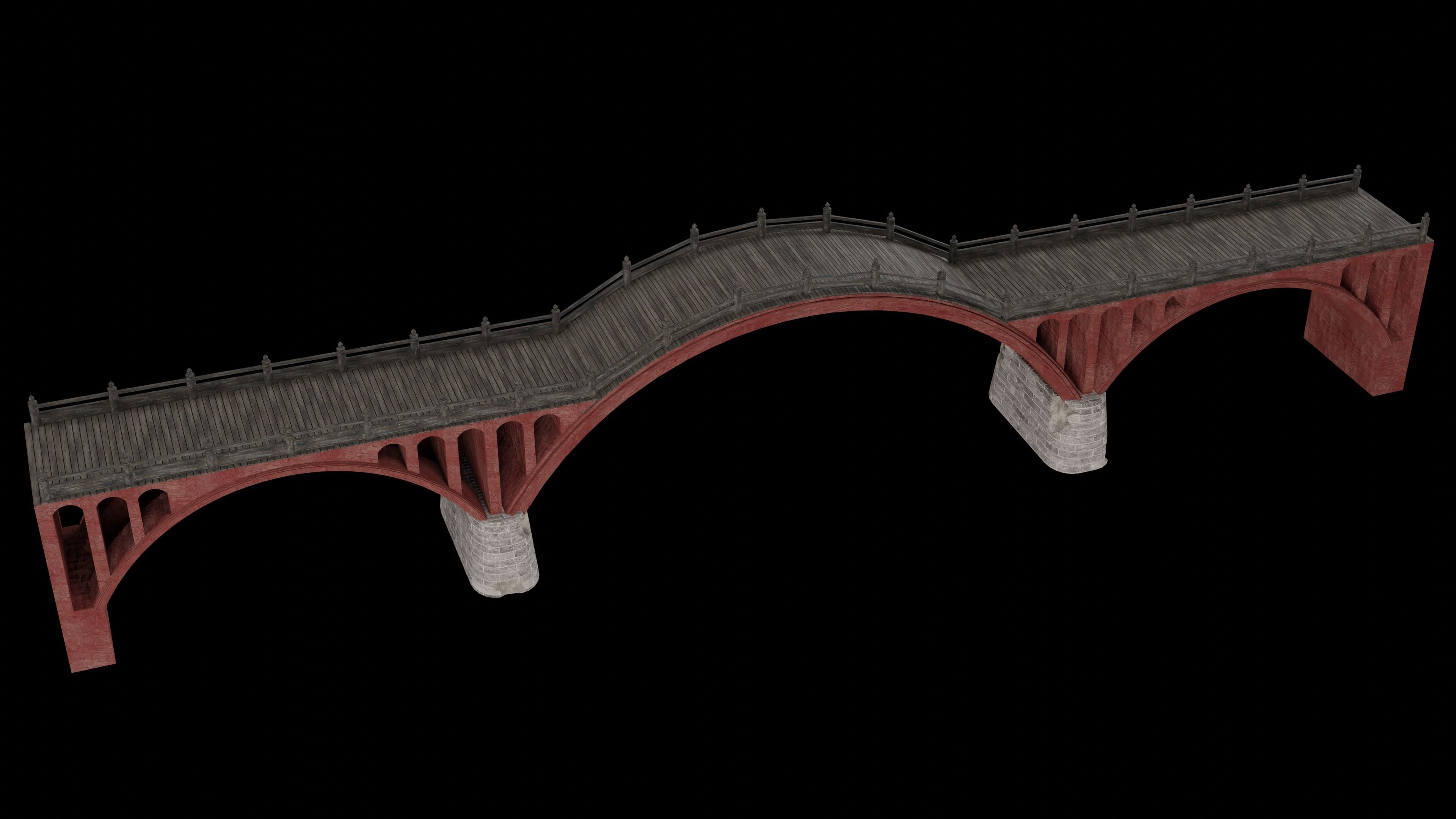 JAPAN JAPANESE ASIAN ORIENTAL TEMPLE CITY BRIDGE COLLECTION Low-poly 3D model_15