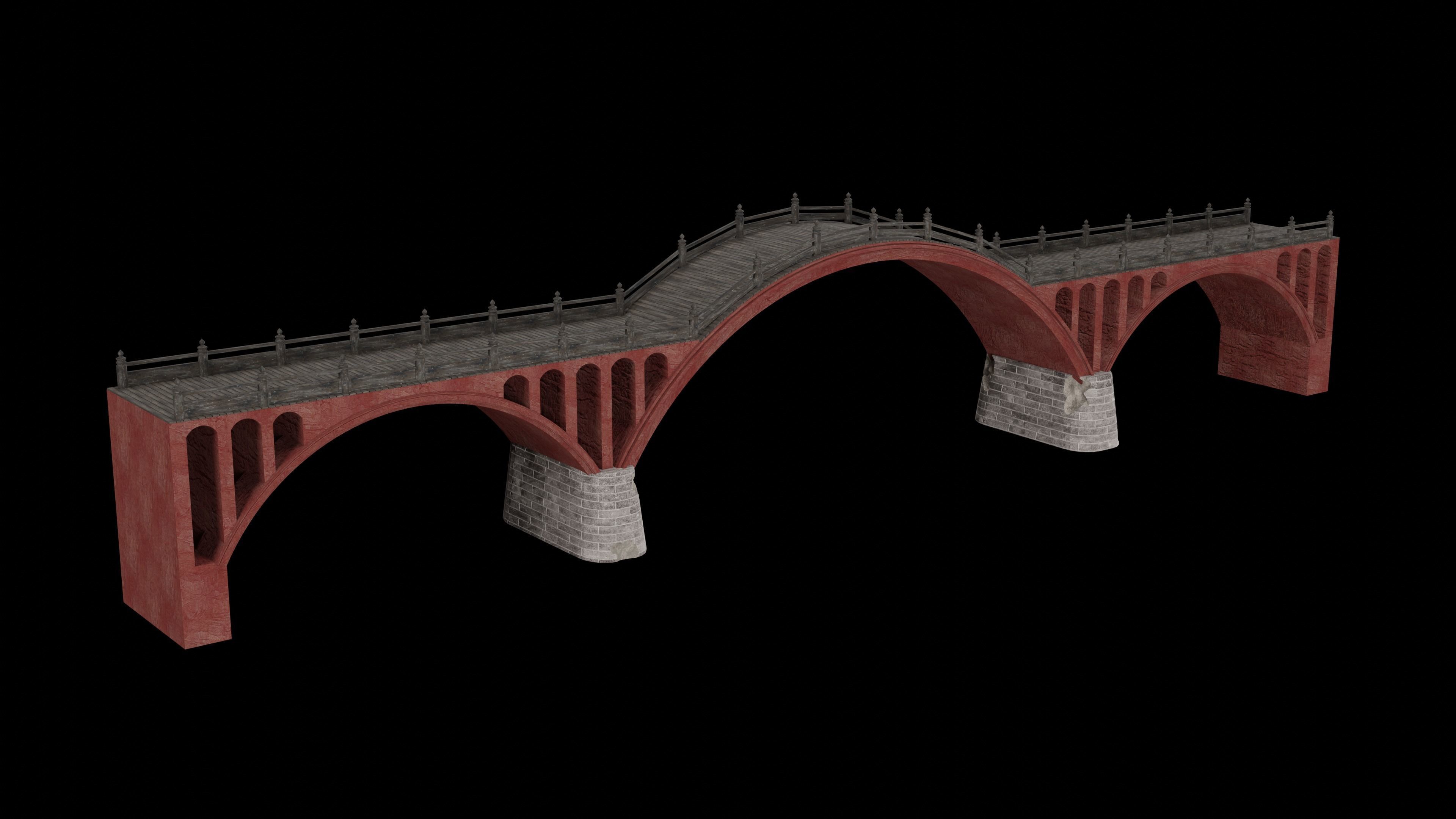 JAPAN JAPANESE ASIAN ORIENTAL TEMPLE CITY BRIDGE COLLECTION Low-poly 3D model_14
