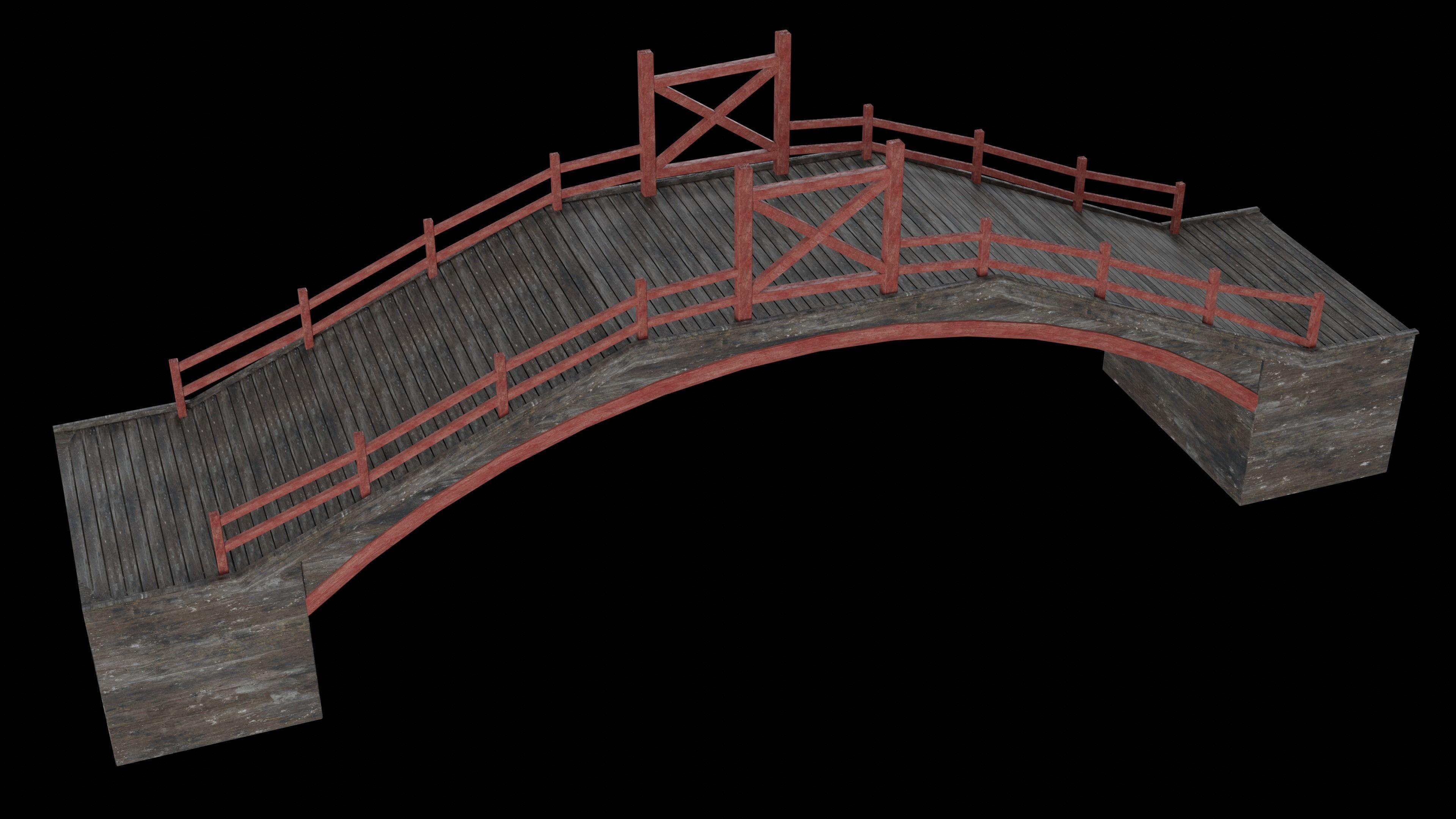 JAPAN JAPANESE ASIAN ORIENTAL TEMPLE CITY BRIDGE COLLECTION Low-poly 3D model_11