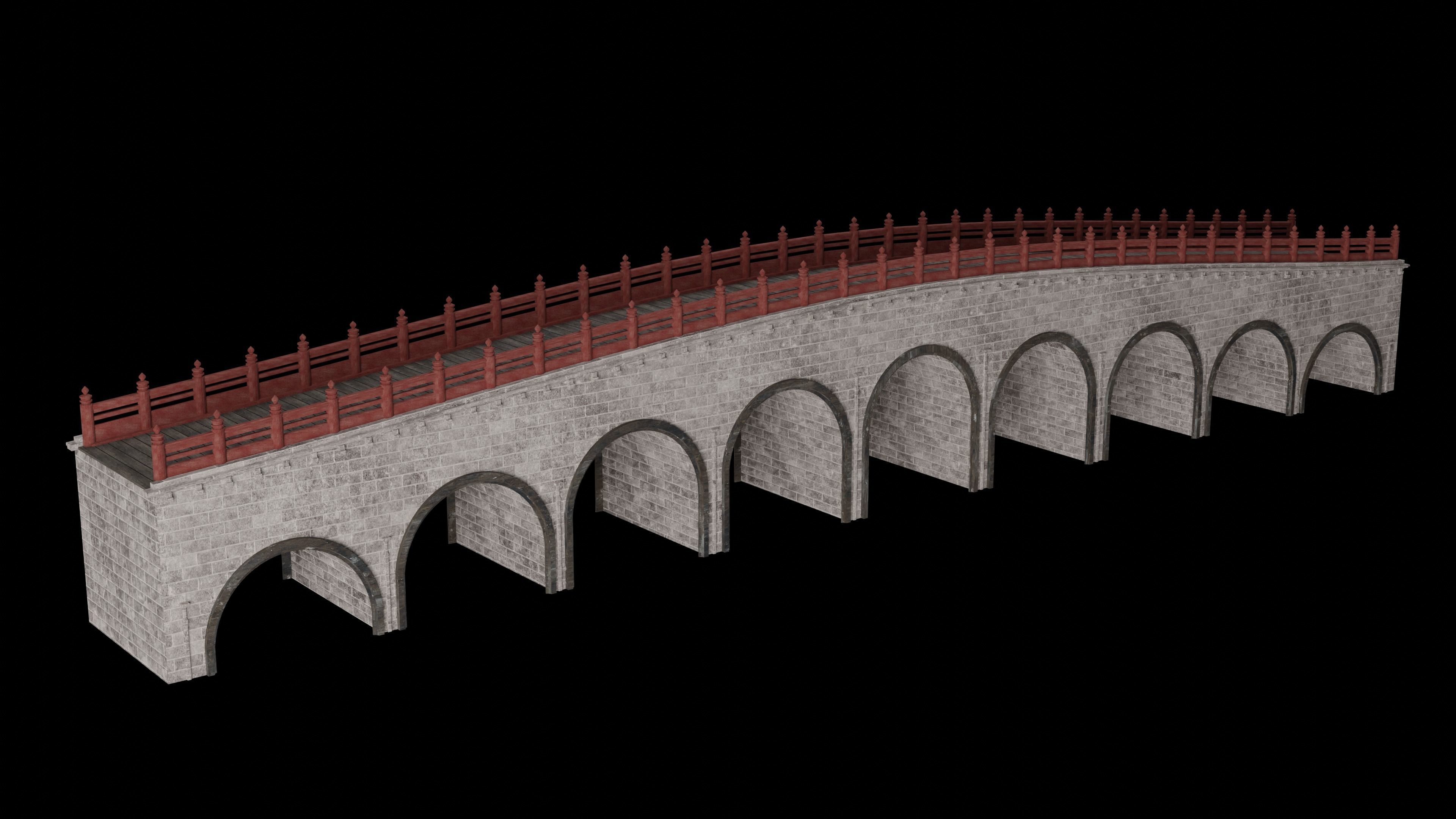 JAPAN JAPANESE ASIAN ORIENTAL TEMPLE CITY BRIDGE COLLECTION Low-poly 3D model_23