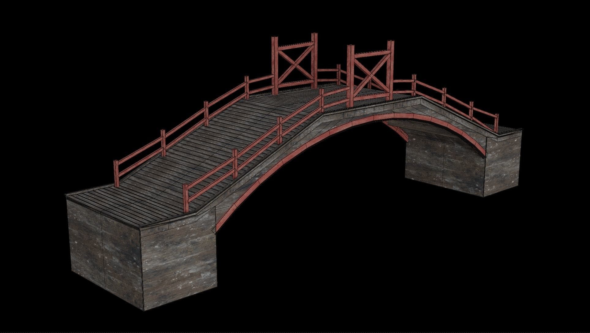JAPAN JAPANESE ASIAN ORIENTAL TEMPLE CITY BRIDGE COLLECTION Low-poly 3D model_12